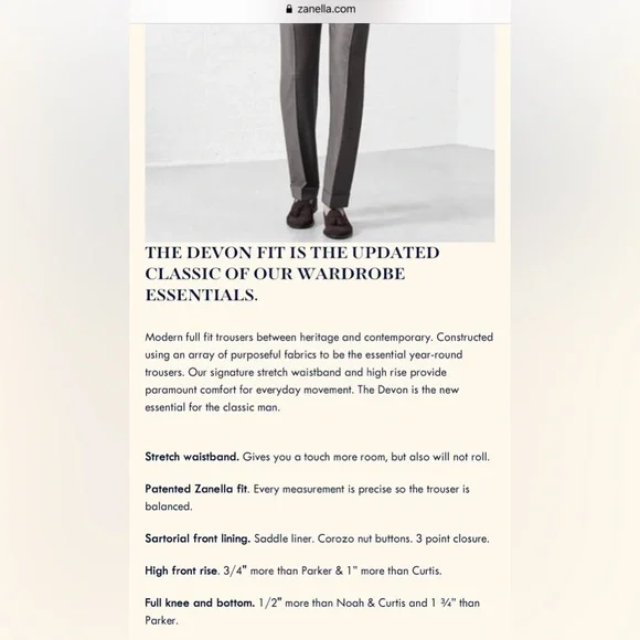 Zanella Navy Blue Devon Fit Dress Pants 38x29 - Picture 10 of 11